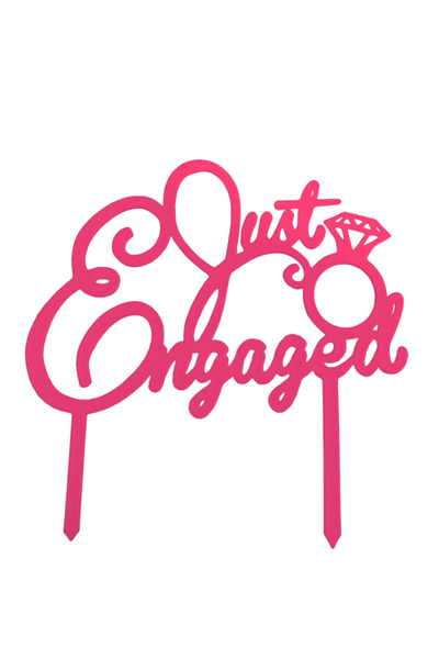 OEM Decoratiune tort, "JUST ENGAGED" topper ring of love, petrecerea burlacit...