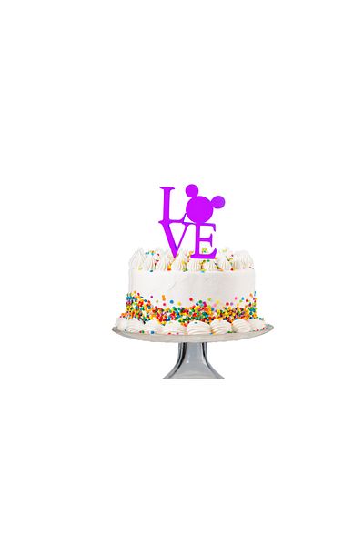 OEM Cake topper decoration, "LOVE", the magic of love Mickey Mouse model, 10 x 9 cm light purple