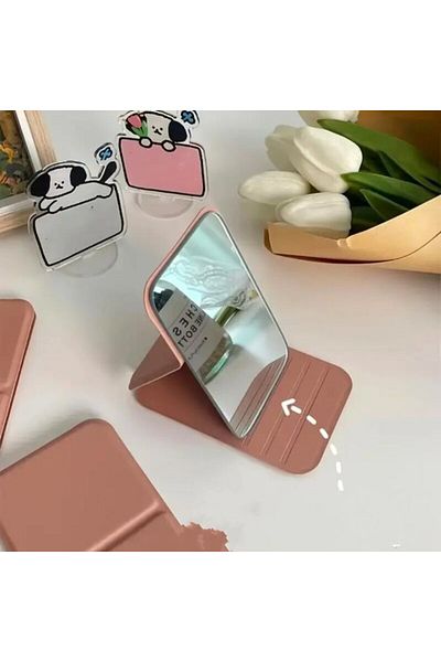 SİNKA Makeup Mirror Portable with Leather Case Mini Pocket Foldable Makeup Mirror