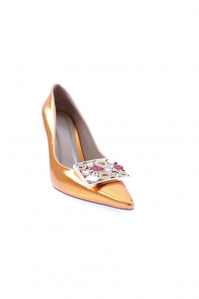DGN Women's Pointed Toe Cardokali Colorful Crystal Stone Heeled Shoes 101643236