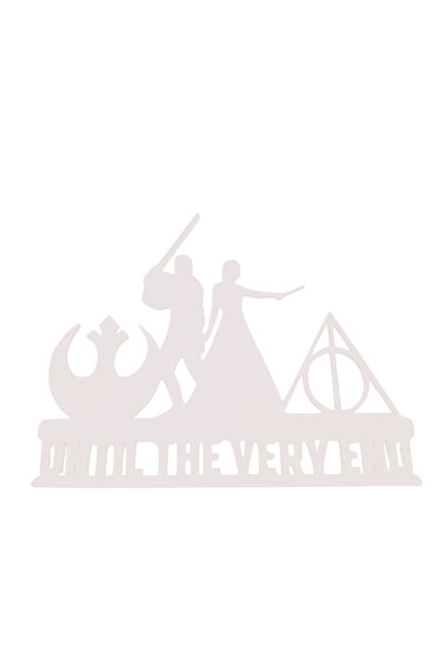 OEM Decoratiune topper tort nunta, Until the very end, alb ivory 15 x 18 cm