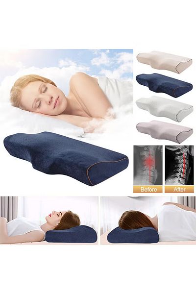 fulina Cervical Neck Pillow,50x30x10cm,With a Velvet Cushion Cover,Memory Foam Material,Relax Muscles