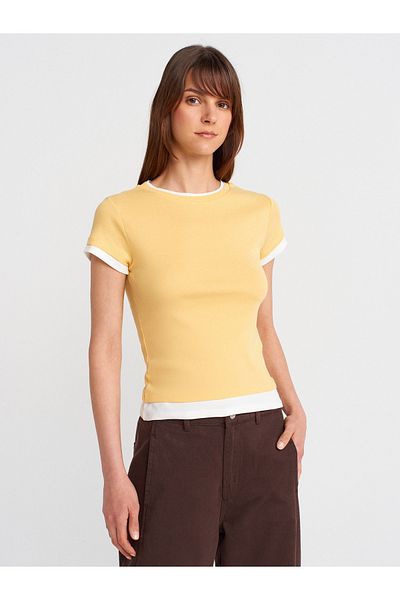 Dilvin 31859 Couple Look T-Shirt-Yellow
