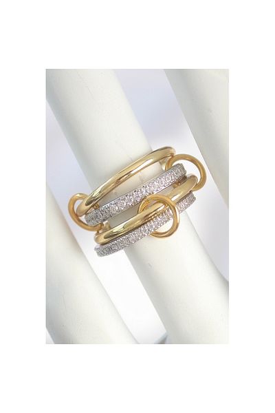 Skygo Brass Gold Color Zircon Stone Women's Ring with Hoop Detail - Tj-Byk3752