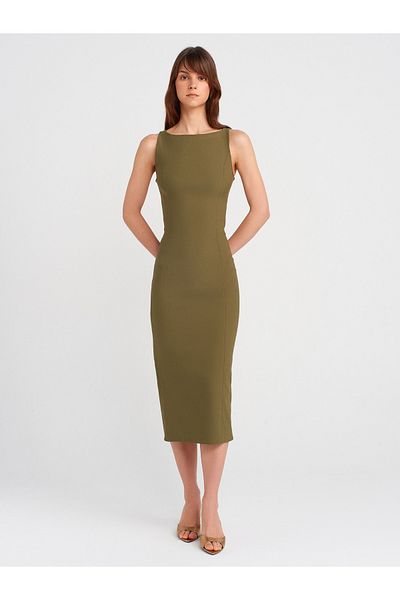 Dilvin 91099 Rochie midi mulata - kaki