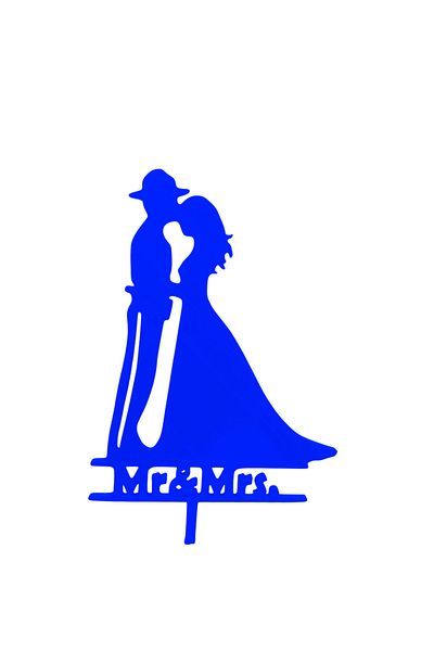 OEM Cake topper decoration, "MR AND MRS" in the service of love policeman model, 18.6 x 11 cm cm blue