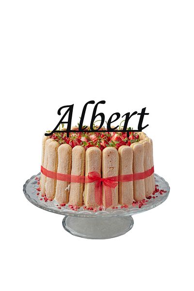 OEM Topper tort, "ALBERT", zi de nastere, aniversare 11,3 x 17,4 cm negru
