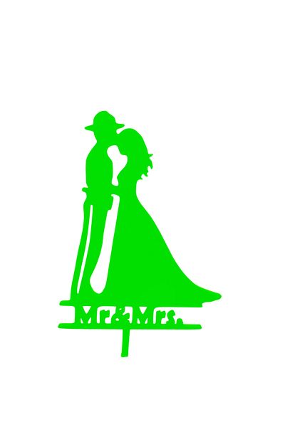 OEM Cake topper decoration, "MR AND MRS" in the service of love, policeman model, 18.6 x 11 cm green