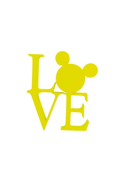 OEM Cake topper decoration, "LOVE", the magic of love Mickey Mouse model, 10 x 9 cm yellow