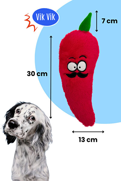 Havhav Tombik Biber Köpek Oyuncağı Kırmızı Renkli, Vikvik Sesli Peluş Köpek Oyuncağı Köpek Uyku Arkadaşı