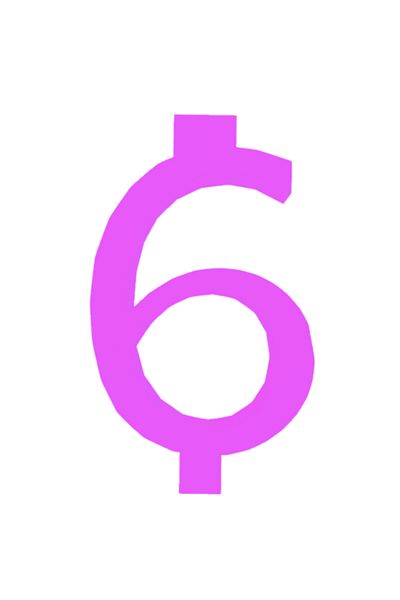 OEM Candle holder cake topper, "6", birthday, 100 X 60 mm light purple