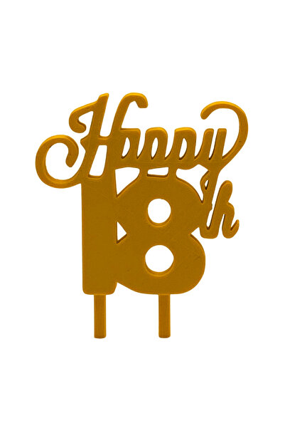 OEM Decoratiune topper tort "HAPPY 18", auriu 10 x 7.5 cm