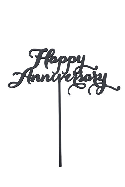 OEM Decoratiune topper tort "HAPPY ANNIVERSARY", negru 22 x 21.5 cm