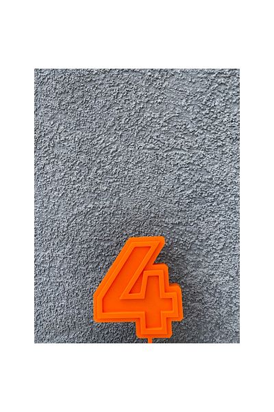 OEM Candle holder cake topper, "4", birthday, 100 X 74 mm orange