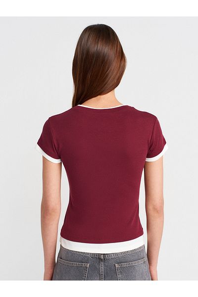 Dilvin 31859 Couple Look T-Shirt-Light Claret Red