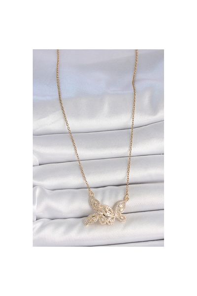 Skygo 316L Steel Gold Color Chain Zircon Stone Butterfly Model Women's Necklace - Tj-Bko10105