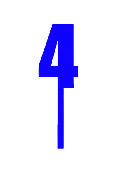 OEM Topper tort, "4", happy birthday,100 X 32 mm albastru