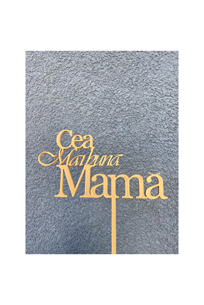 OEM Decoratiune topper tort "Cea mai buna mama", Auriu, 16.5 cm