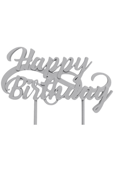 OEM Decoratiune "HAPPY BIRTHDAY" zi de nastere, 12,8 x 15 cm argintiu