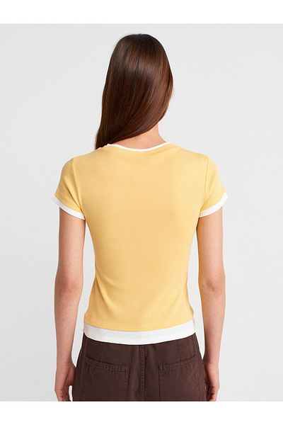 Dilvin 31859 Couple Look T-Shirt-Yellow