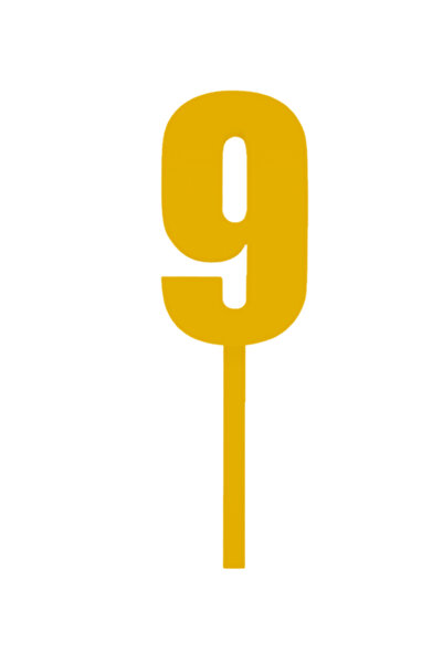 OEM Topper tort, "9", happy birthday,100 X 31 mm auriu