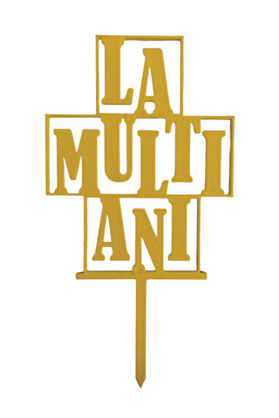 OEM Topper tort, "LA MULTI ANI", zi de nastere, 17, 9 x 9, 5 cm auriu