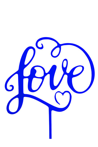 OEM Decoratiune tort, "LOVE" wedding topper, 15 x 12,5 cm cm albastru