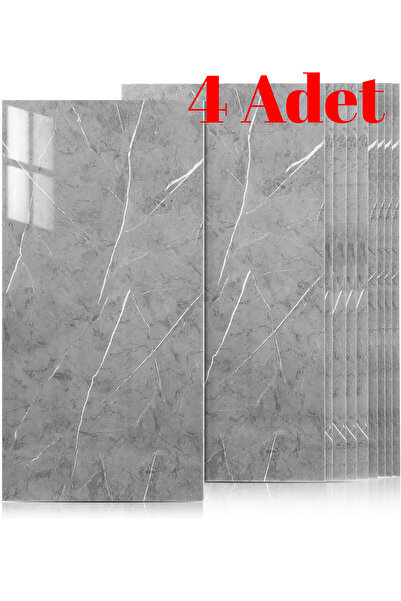 Bien Home Yeni 30x60CM Gri Mermer Desen Görünümlü PVC Kendinden Yapışkanlı Duvar Paneli ** 4 Adet