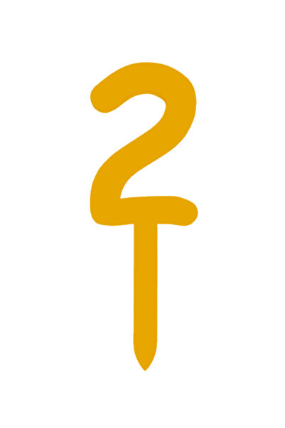 OEM Topper tort, "2", happy anniversary,150 X 53 mm auriu