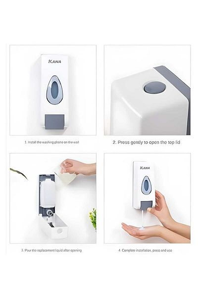 KANA Wall Mounted Soap Dispenser 360ml - Multi-purpose Liquid Hand Sanitizer & Soap Pump For Kitchen