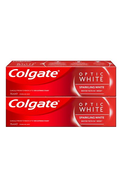 Colgate Toothpaste Optic White Sparkling Whitening Mint 2 X 75 ml Stain Removal & Enamel Care
