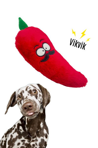 Havhav Tombik Biber Köpek Oyuncağı Kırmızı Renkli, Vikvik Sesli Peluş Köpek Oyuncağı Köpek Uyku Arkadaşı