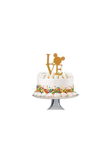 OEM Cake topper decoration, "LOVE", the magic of love Mickey Mouse model, 10 x 9 cm gold