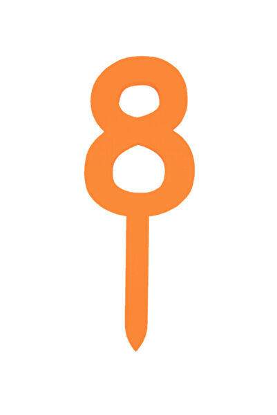 OEM Topper tort, "8", happy anniversary,150 X 57 mm portocaliu