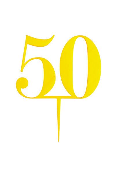 OEM Decoratiune tort, "50", topper aurul celor 50 de ani, 18 x 14 cm galben