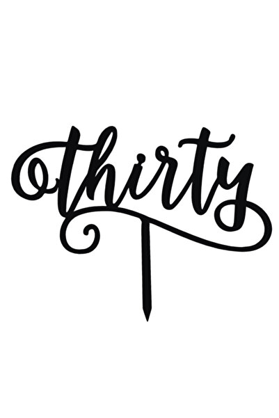 OEM Topper tort, "THIRTY", zi de nastere, aniversare, 14 x 19 cm negru
