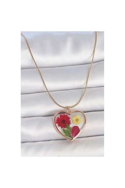 Skygo 316L Steel Gold Color Chain Epokis Heart Natural Flower Model Women Necklace - Tj-Bko10068