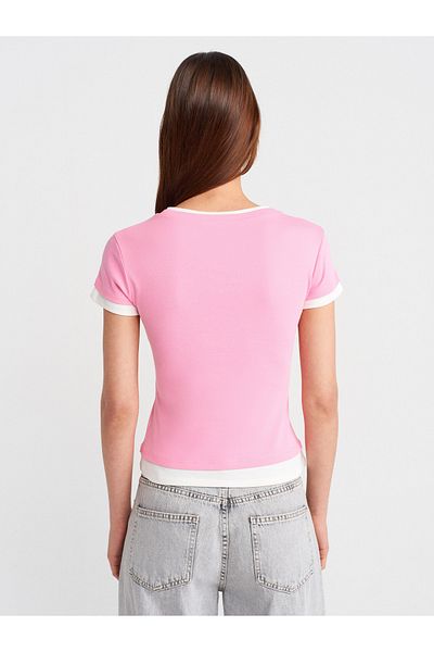 Dilvin 31859 Couple Look T-Shirt-Pink