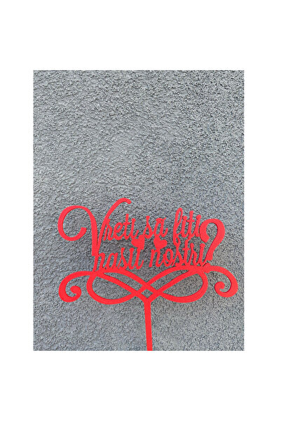 OEM Decoratiune topper tort "Vreti sa fiti nasii nostri", rosu 20 x 19.5 cm