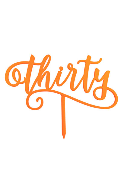 OEM Topper tort, "THIRTY", zi de nastere, aniversare, 14 x 19 cm portocaliu