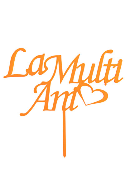 OEM Topper tort, "LA MULTI ANI", zi de nastere, 14 x 15, 5 cm portocaliu