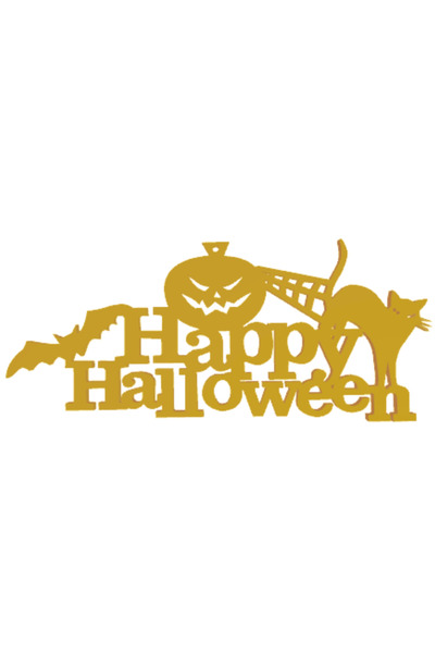 OEM Διακόσμηση νυχτερίδας και γάτας "HAPPY HALOWEEN", μυστικιστική νύχτα χρυσ...