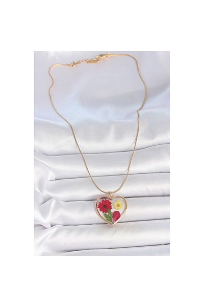 Skygo 316L Steel Gold Color Chain Epokis Heart Natural Flower Model Women Necklace - Tj-Bko10068