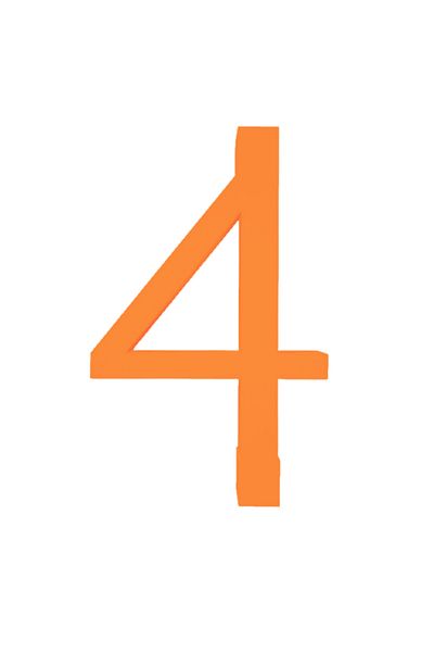 OEM Candle holder cake topper, "4", birthday, 100 X 63 mm orange