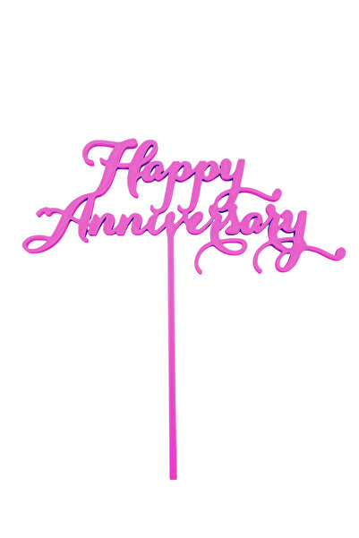 OEM Decoratiune topper tort "HAPPY ANNIVERSARY", mov deschis 22 x 21.5 cm