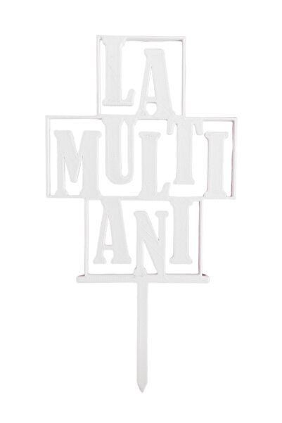 OEM Topper tort, "LA MULTI ANI", zi de nastere, 17, 9 x 9, 5 cm alb ivory