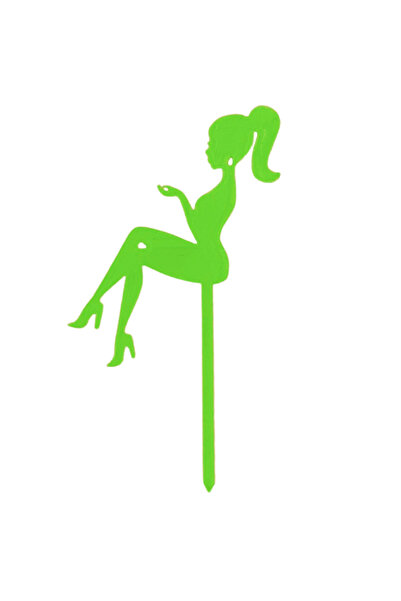 OEM Decoratiune topper tort "SILHOUETTE LADY", silueta femeie, verde 18.5 x 1...