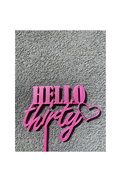 OEM Topper tort, "HELLO THIRTY", aniversare, zi de nastere 14 x 15 cm mov des...