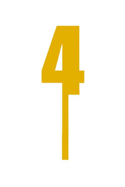 OEM Topper tort, "4", happy birthday,100 X 32 mm auriu