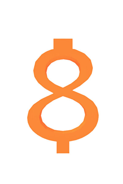 OEM Topper tort tip suport lumanare, "8", zi de nastere,100 X 63 mm portocaliu